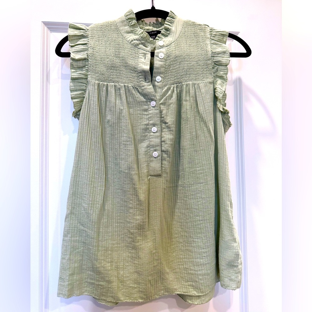 J.Crew Sage Green Garden Top In Soft Gauze BNWOT XXS